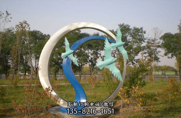 不锈钢大雁南飞公园景观雕塑