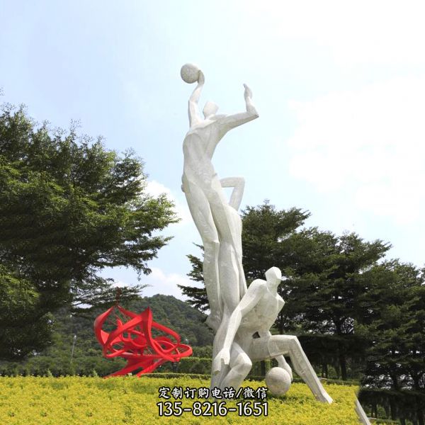 运动激情雕塑—打篮球不锈钢网格公园体育运动人物雕塑摆件