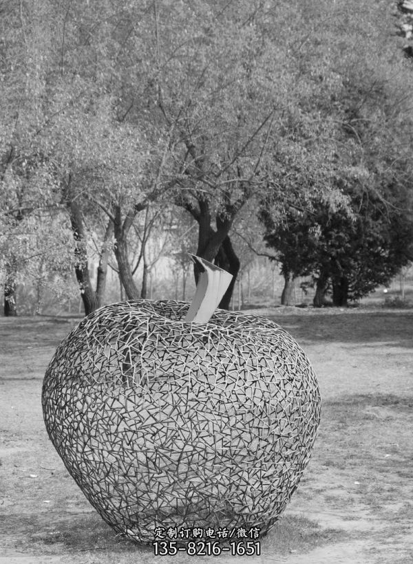 企业公园不锈钢镂空苹果雕塑