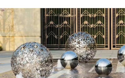 别墅装饰用不锈钢镂空球雕塑