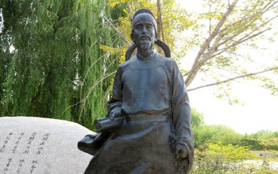 公园园林历史唐代诗人杜甫铜雕塑是为了纪念唐朝伟大的…