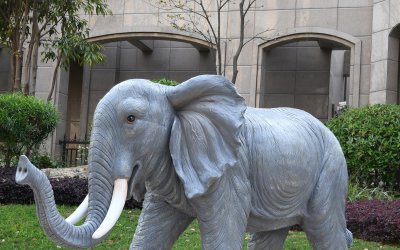 不锈钢大象雕塑，装点景观