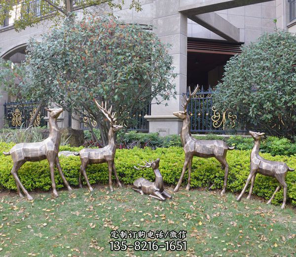 别墅小区不锈钢装饰品大型动物景观梅花鹿雕塑