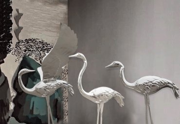 不锈钢仙鹤雕塑|甘肃省临夏不锈钢仙鹤雕塑案例图片大全