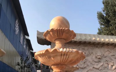 灵动千韵：庭院水池风水球喷泉大理石雕塑
