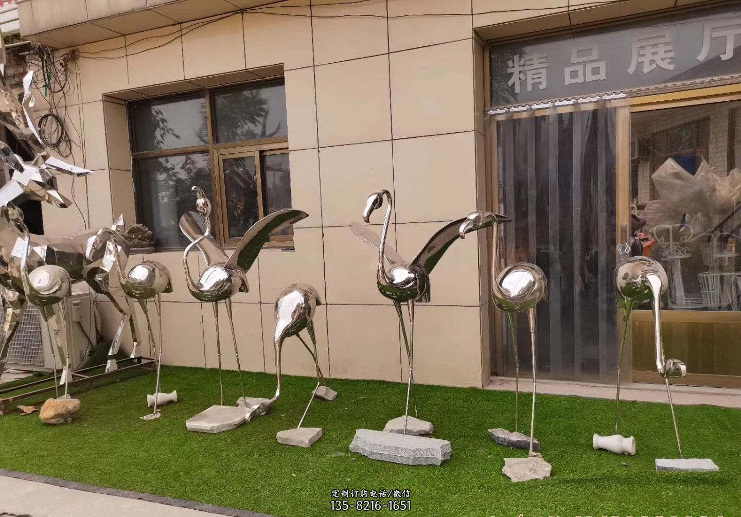 公园广场不锈钢镜面抽象鹤雕塑