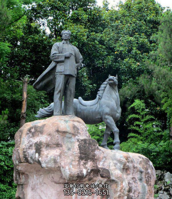 公园毛主席和马景观铜雕毛泽东雕塑